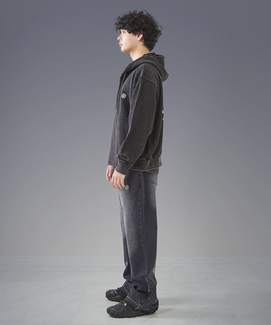Silent Fade Sweat — Studded & Applique Hoodie / GRAND YELLS / 304324