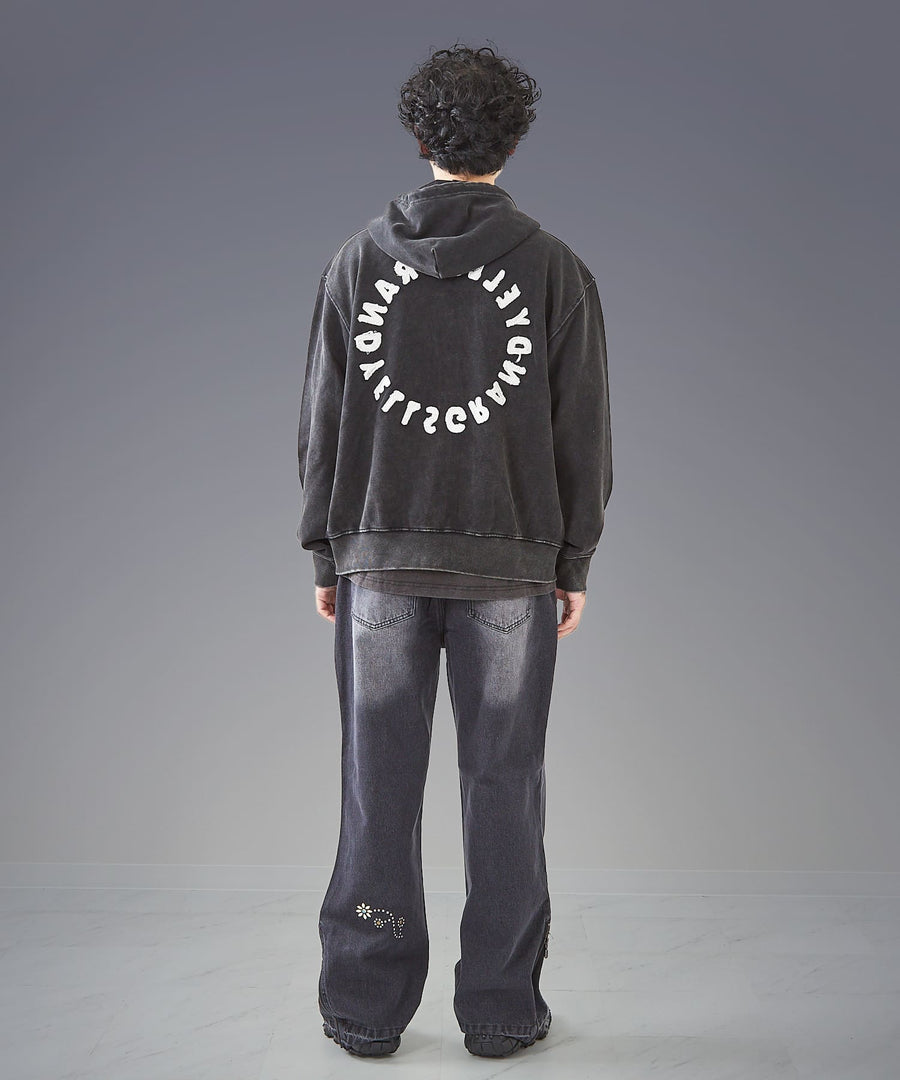 Silent Fade Sweat — Studded & Applique Hoodie / GRAND YELLS / 304324