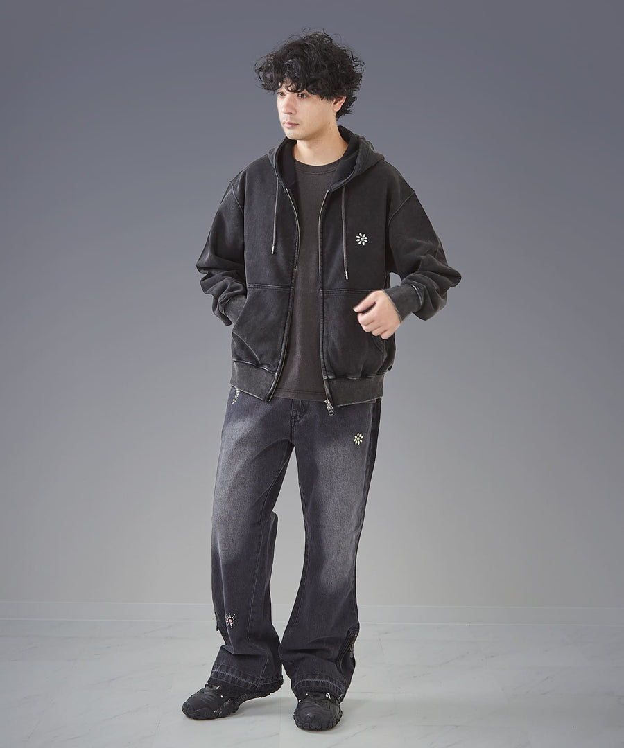 Silent Fade Sweat — Studded & Applique Hoodie / GRAND YELLS / 304324