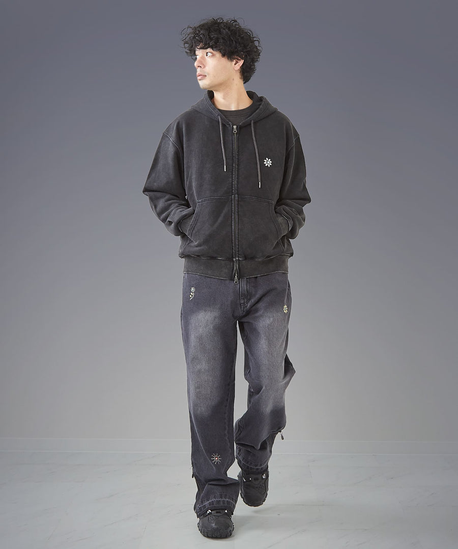 Silent Fade Sweat — Studded & Applique Hoodie / GRAND YELLS / 304324