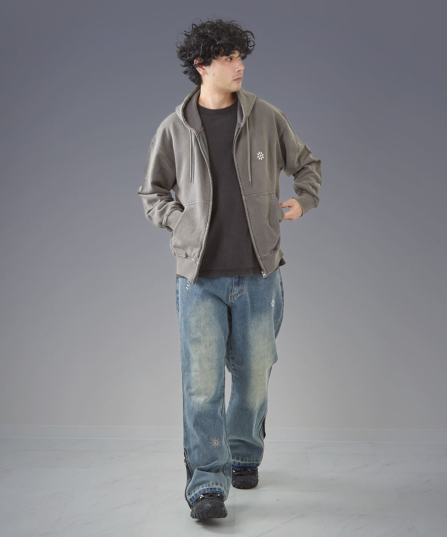 Silent Fade Sweat — Studded & Applique Hoodie / GRAND YELLS / 304324