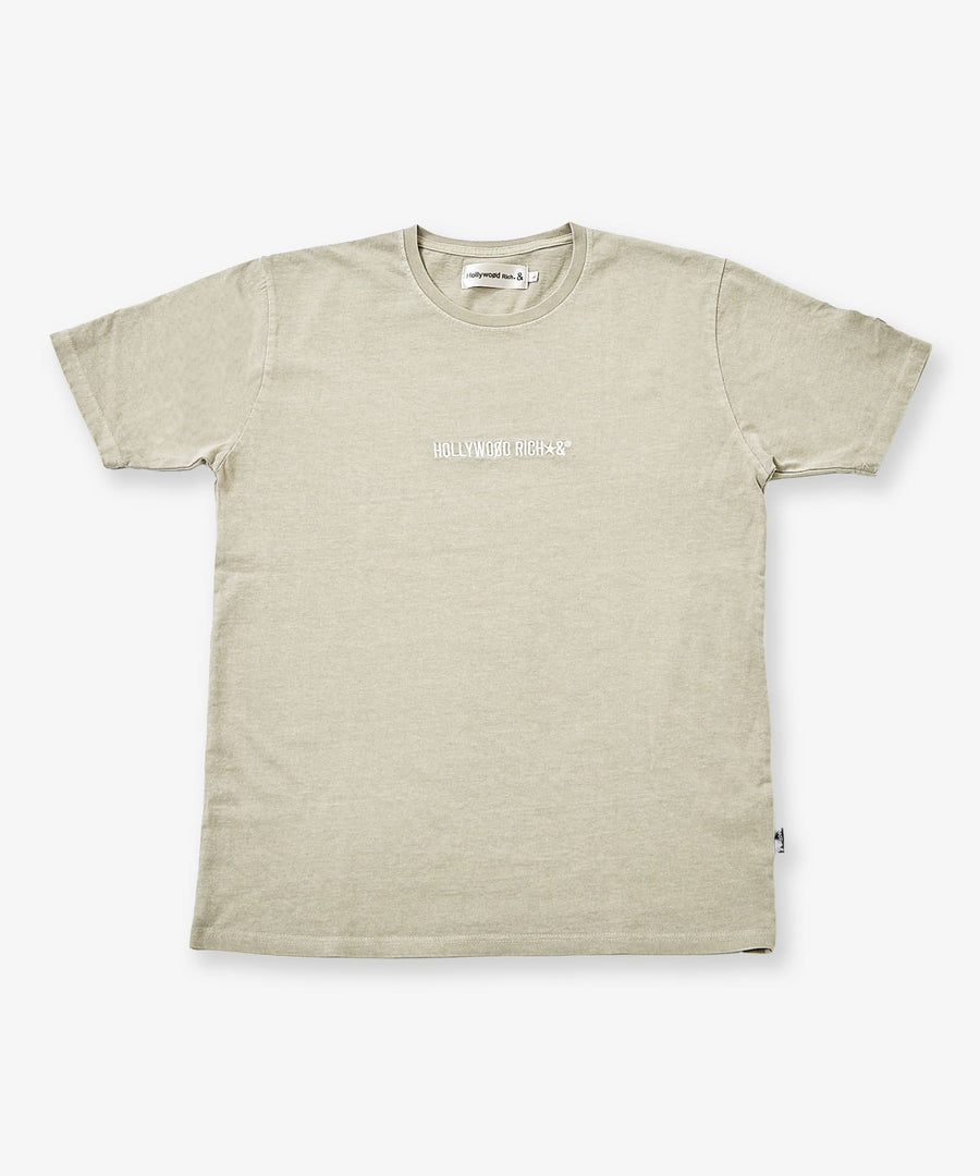 【Hollywood Rich. &】(ハリウッドリッチ) 203341 ピグメント染めロゴ刺繍半袖Tシャツ