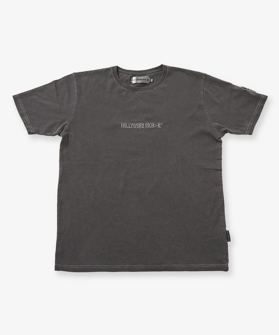 【Hollywood Rich. &】(ハリウッドリッチ) 203341 ピグメント染めロゴ刺繍半袖Tシャツ
