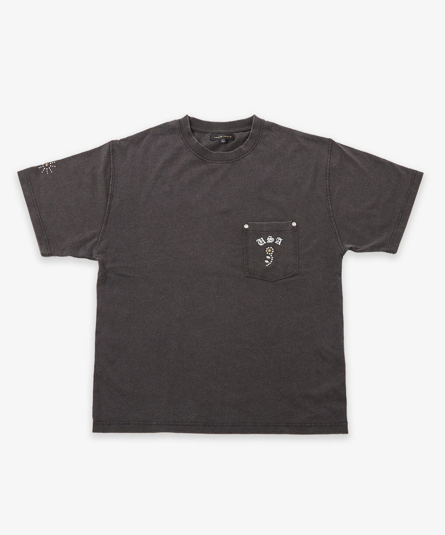 【GRAND YELLS】(グランドエール) 203344 フェード加工スタッズ付き半袖Tシャツ