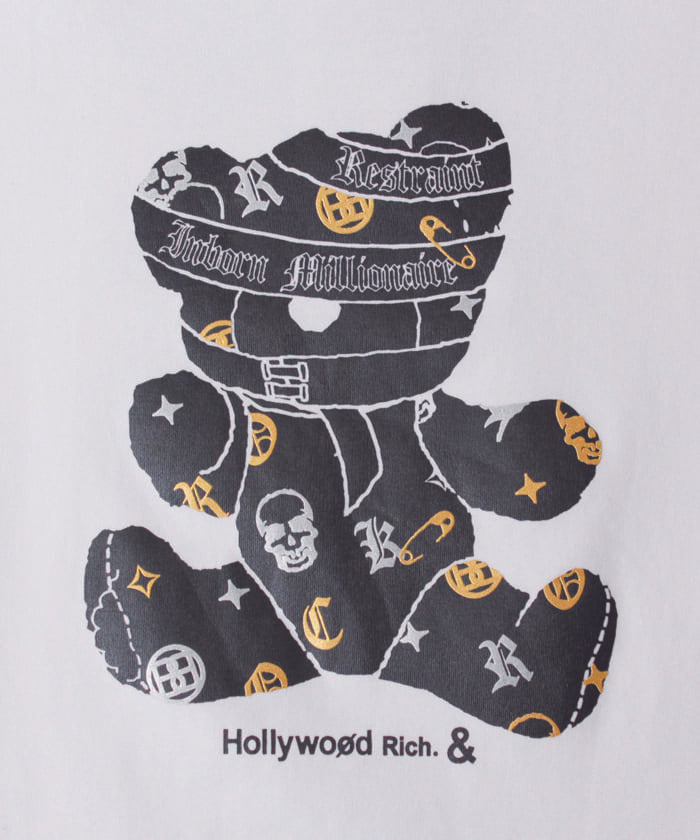 【Hollywood Rich. &】(ハリウッドリッチ) 206108 パンキッシュベアプリント半袖Tシャツ