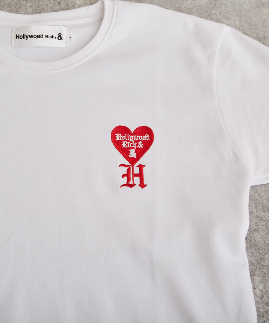 【Hollywood Rich. &】(ハリウッドリッチ) 206119 Hロゴハート刺繡半袖Tシャツ