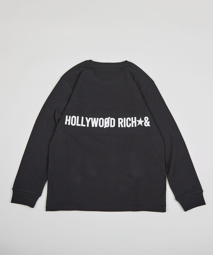 【Hollywood Rich. &】(ハリウッドリッチ) 307127 ドット＆ラインストーンパンキッシュベア長袖Tシャツ