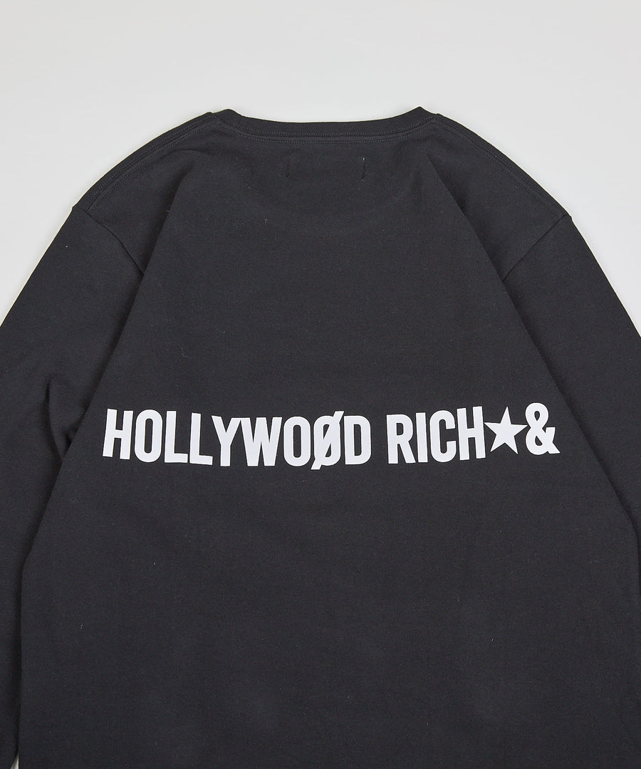 【Hollywood Rich. &】(ハリウッドリッチ) 307127 ドット＆ラインストーンパンキッシュベア長袖Tシャツ