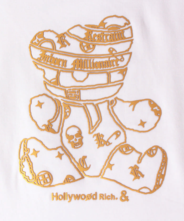 【Hollywood Rich. &】(ハリウッドリッチ) 209324 パンキッシュベア厚盛ラバー半袖Tシャツ