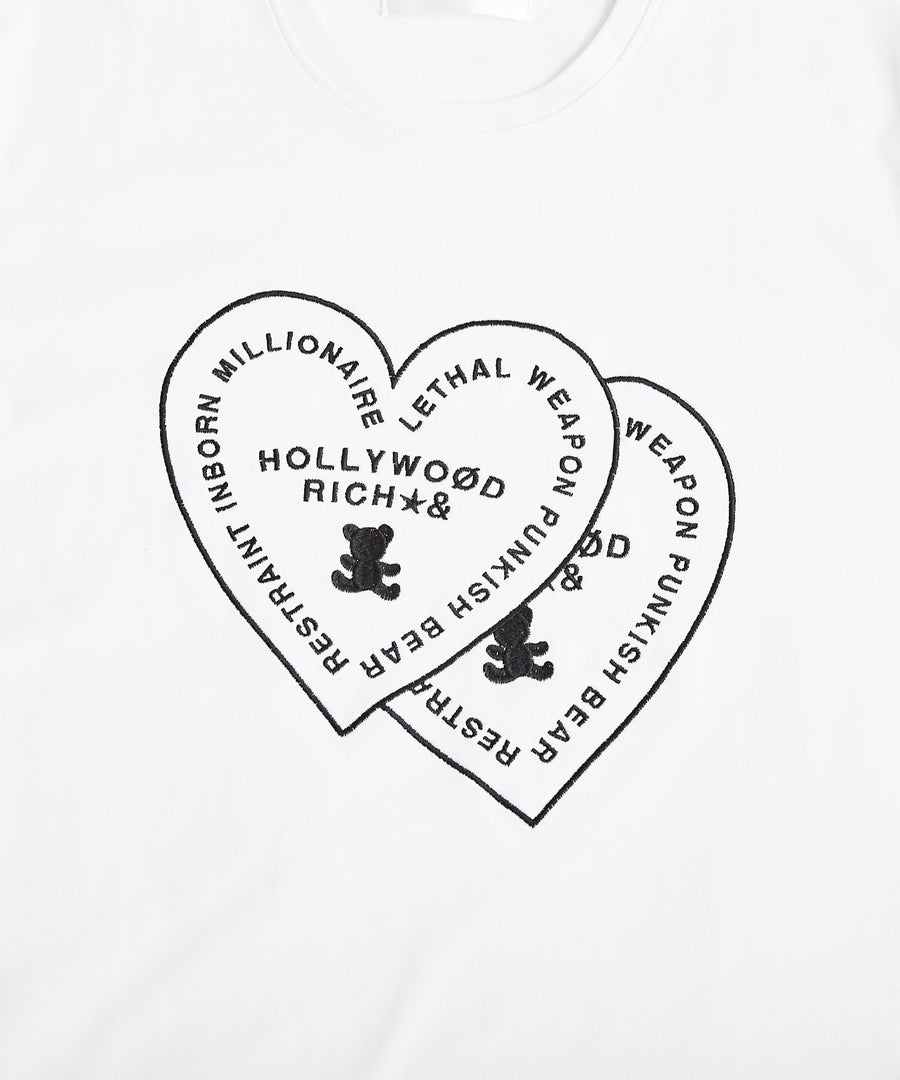 【Hollywood Rich. &】(ハリウッドリッチ) 209347 Wハートロゴ半袖Tシャツ