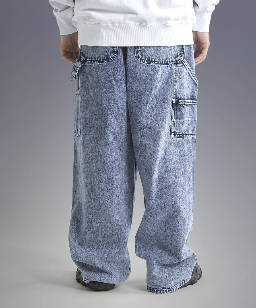 Chemical Wash Baggy Denim Pants — Double Knee / GRAND YELLS / 301245