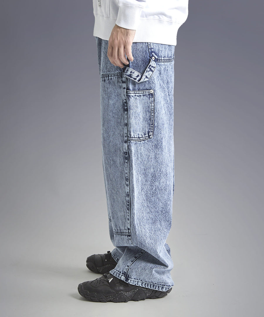 Chemical Wash Baggy Denim Pants — Double Knee / GRAND YELLS / 301245