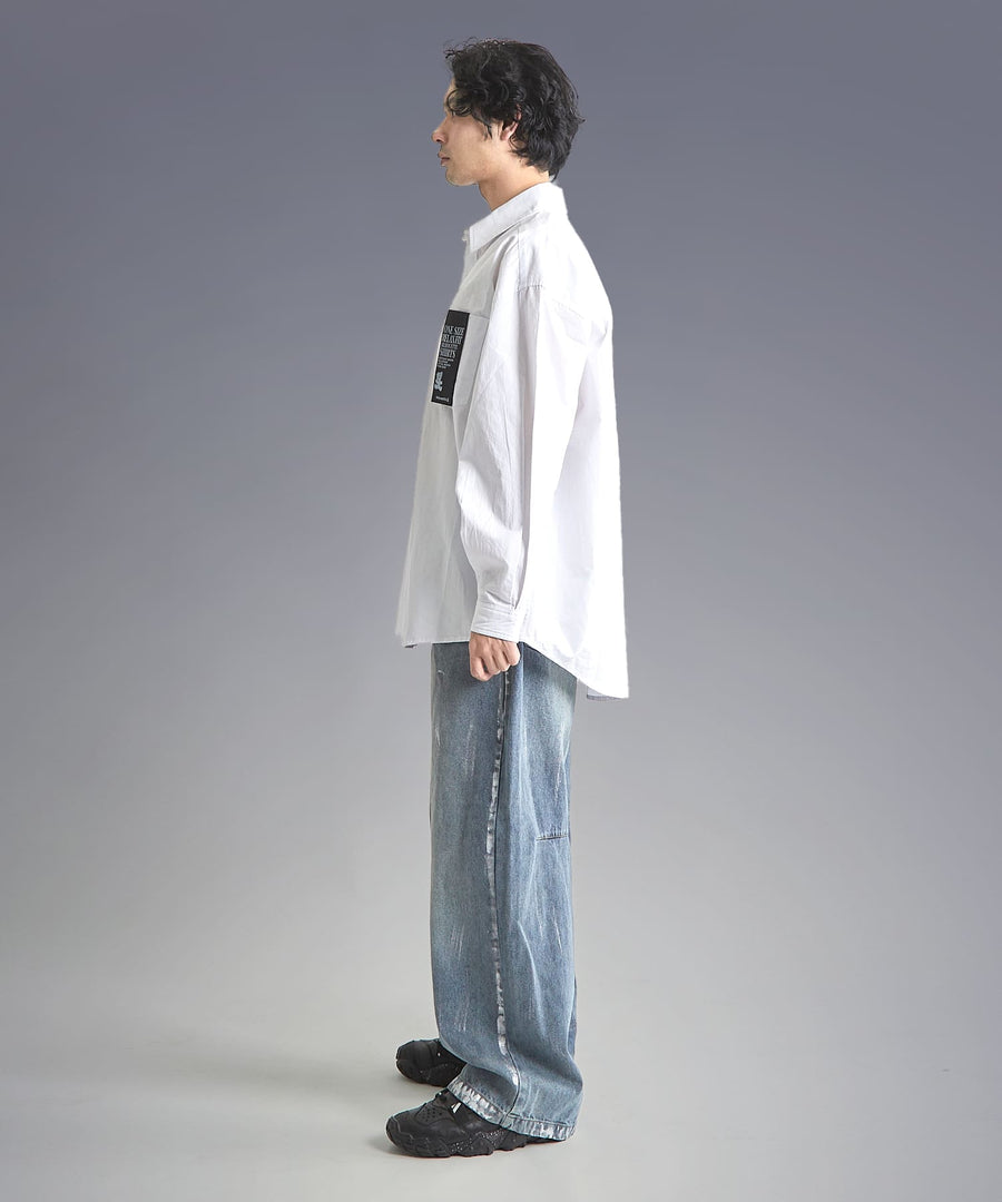 Silver Paint Baggy Denim Pants / GRAND YELLS / 301246