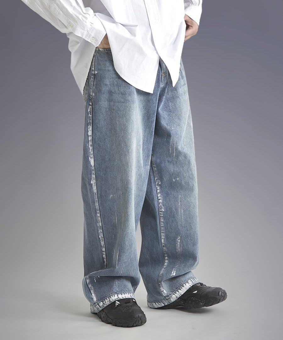 Silver Paint Baggy Denim Pants / GRAND YELLS / 301246