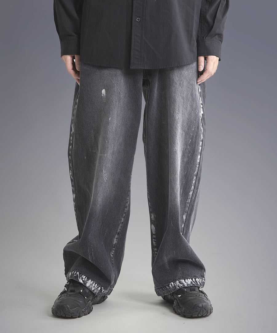 Silver Paint Baggy Denim Pants / GRAND YELLS / 301246