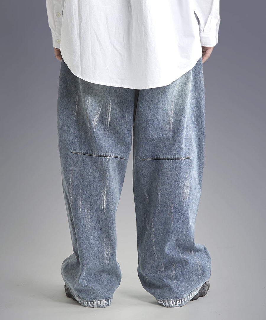 Silver Paint Baggy Denim Pants / GRAND YELLS / 301246