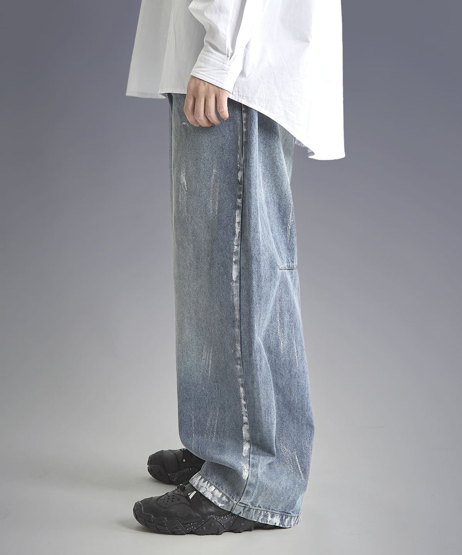 Silver Paint Baggy Denim Pants / GRAND YELLS / 301246