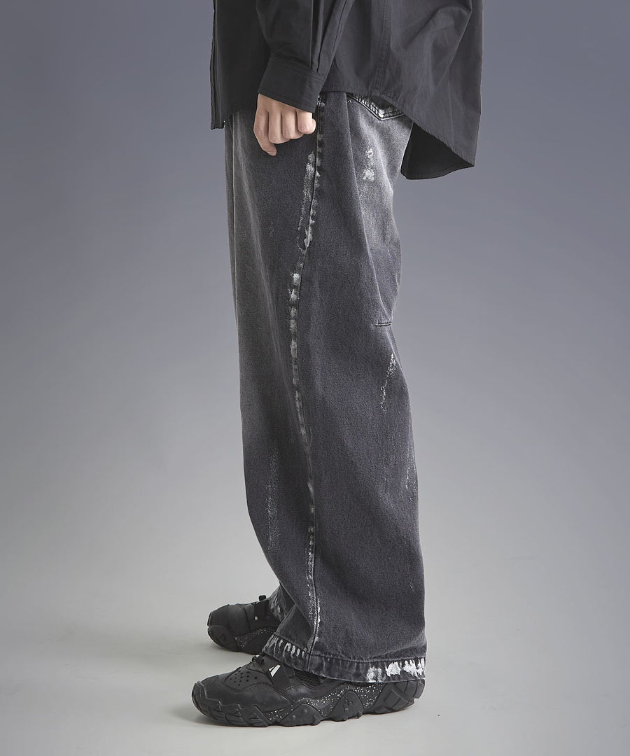 Silver Paint Baggy Denim Pants / GRAND YELLS / 301246