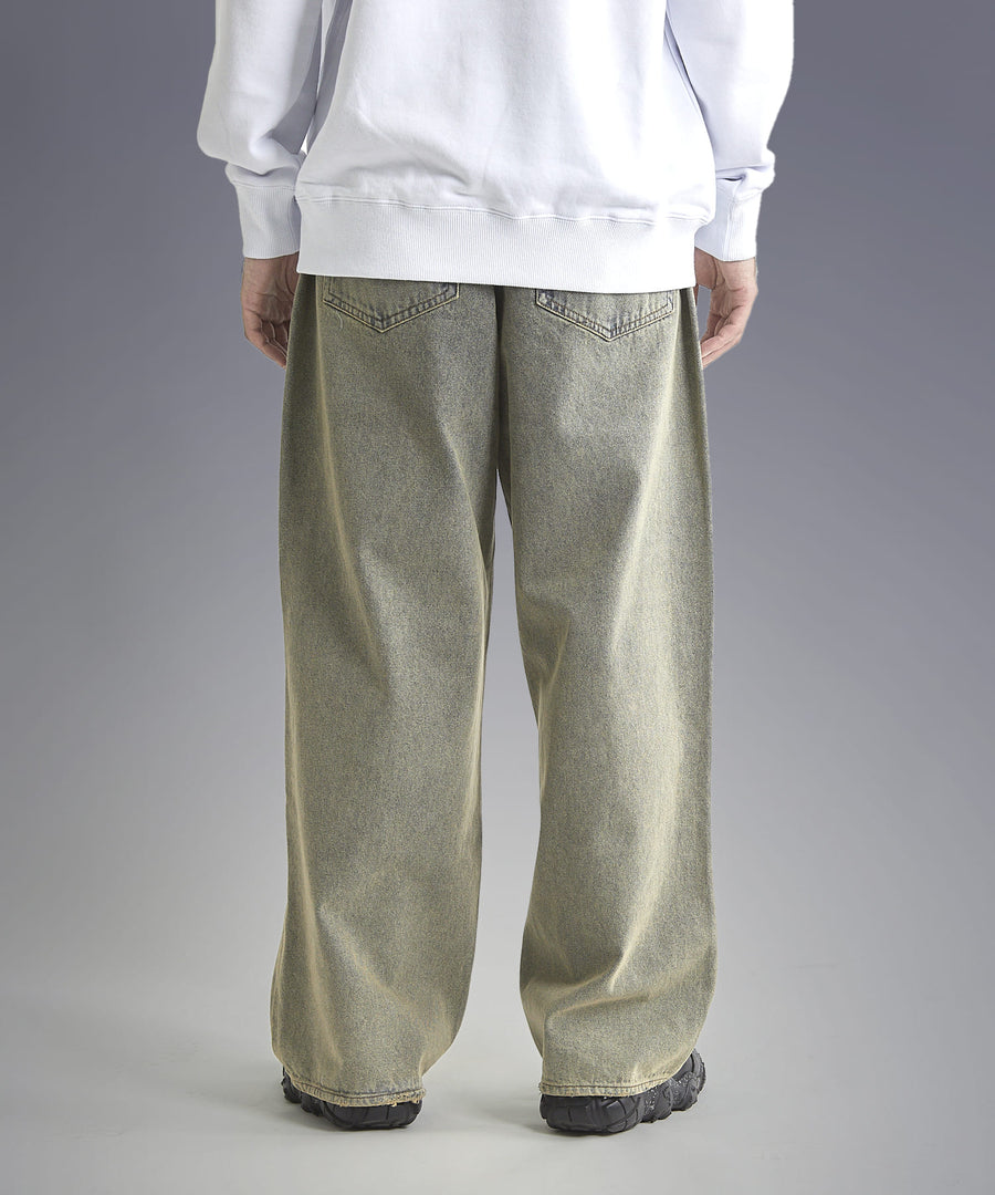Deep Fade Over-Dye Baggy Denim Pants / GRAND YELLS / 301250