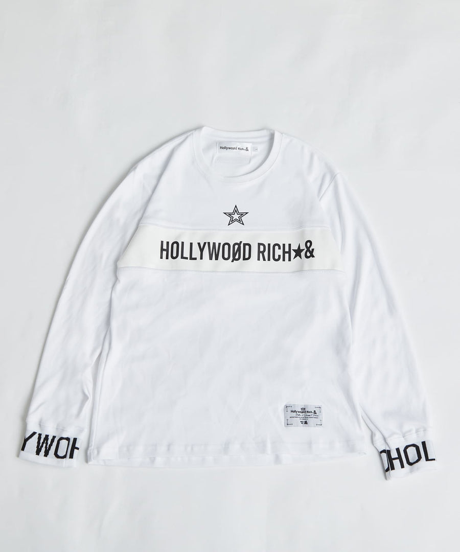 【Hollywood Rich. &】(ハリウッドリッチ) 301300 ジャカードリブ切り替え長袖Tシャツ