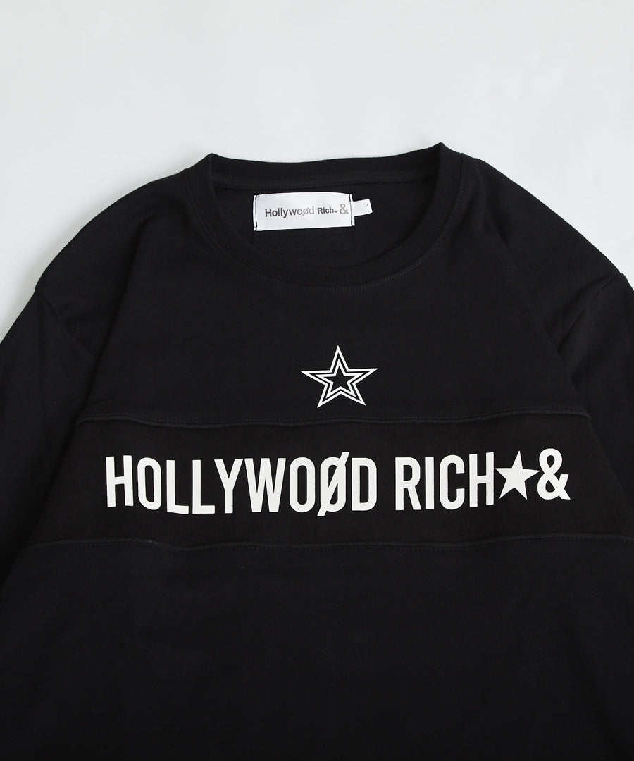 【Hollywood Rich. &】(ハリウッドリッチ) 301300 ジャカードリブ切り替え長袖Tシャツ