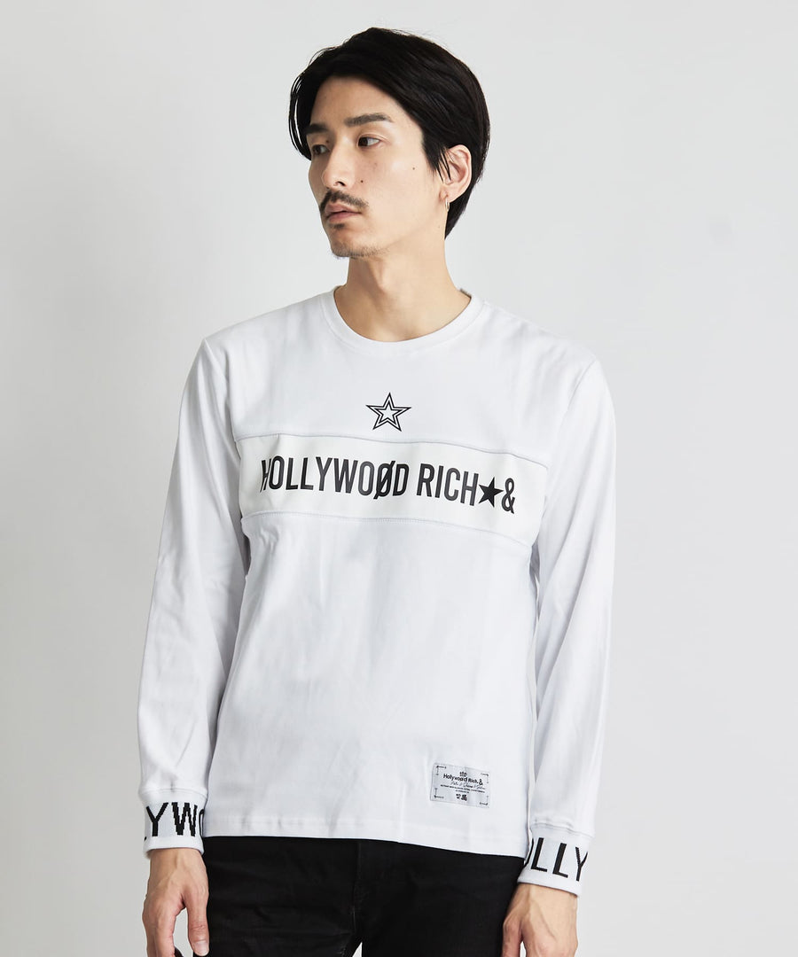 【Hollywood Rich. &】(ハリウッドリッチ) 301300 ジャカードリブ切り替え長袖Tシャツ