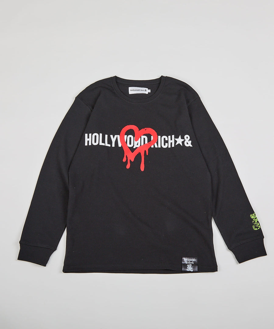 【Hollywood Rich. &】(ハリウッドリッチ) 307112 ハートペイントロゴ長袖Tシャツ