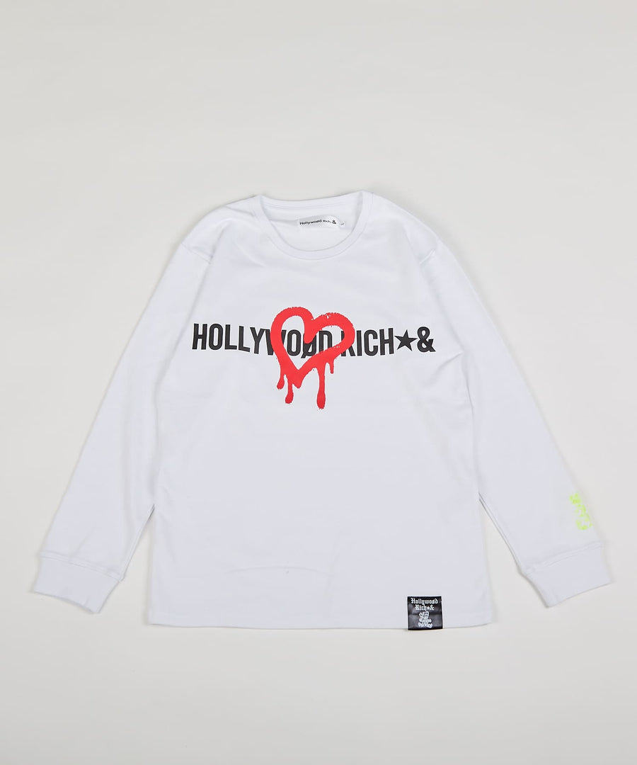 【Hollywood Rich. &】(ハリウッドリッチ) 307112 ハートペイントロゴ長袖Tシャツ