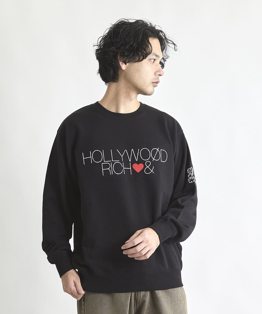 【Hollywood Rich. &】(ハリウッドリッチ) 402300 HOLLYWOODループ刺繍トレーナー