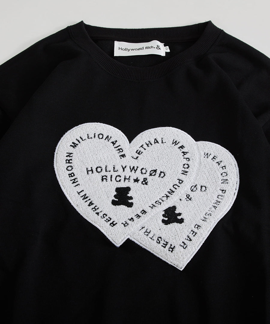 【Hollywood Rich. &】(ハリウッドリッチ) 408206 Wハートさがら刺繍トレーナー