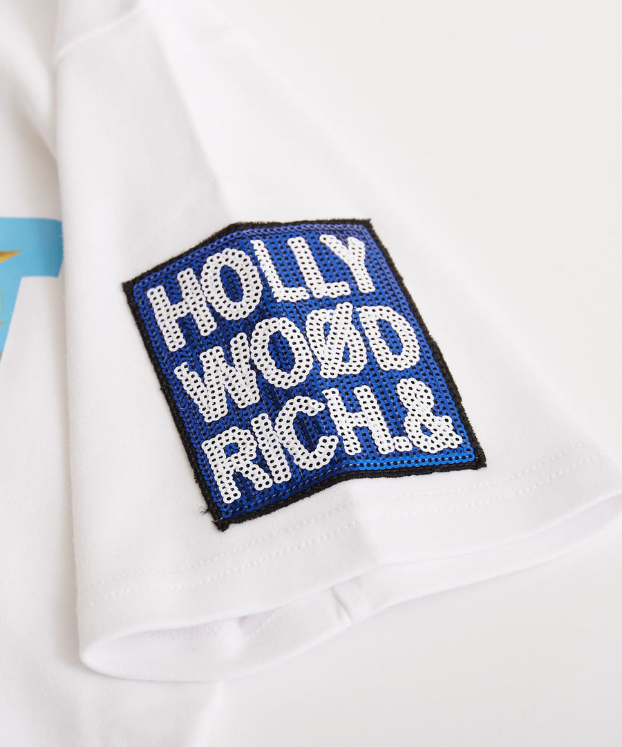 【Hollywood Rich. &】(ハリウッドリッチ) 202102 スムースH柄ファイヤープリント半袖Tシャツ