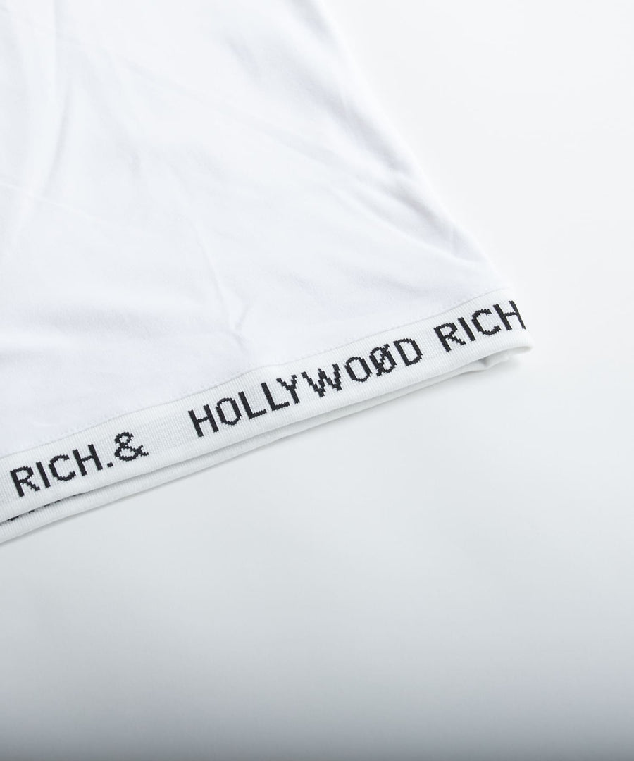 【Hollywood Rich. &】(ハリウッドリッチ) 202105 スムースジャカードリブVネック半袖Tシャツ