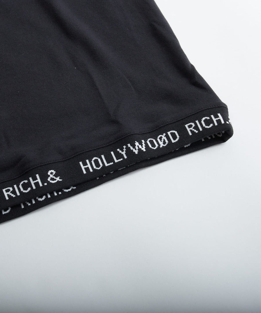 【Hollywood Rich. &】(ハリウッドリッチ) 202105 スムースジャカードリブVネック半袖Tシャツ