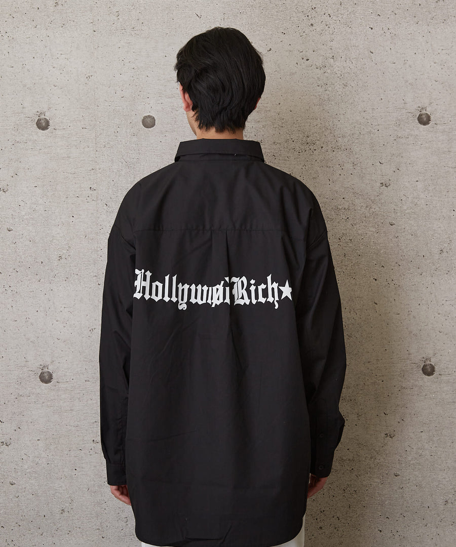 【Hollywood Rich. &】(ハリウッドリッチ) 205400 LAロゴ刺繡オーバーサイズシルエットシャツ
